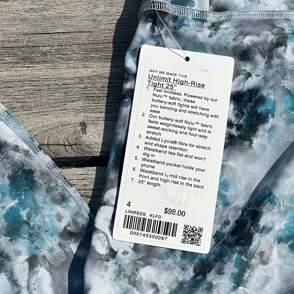 Lululemon Unlimit High-Rise Tight 25" Kaleidofloral Multi size 4 NWT - Picture 3 of 5